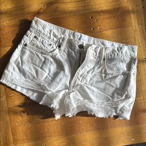 White jean short shorts